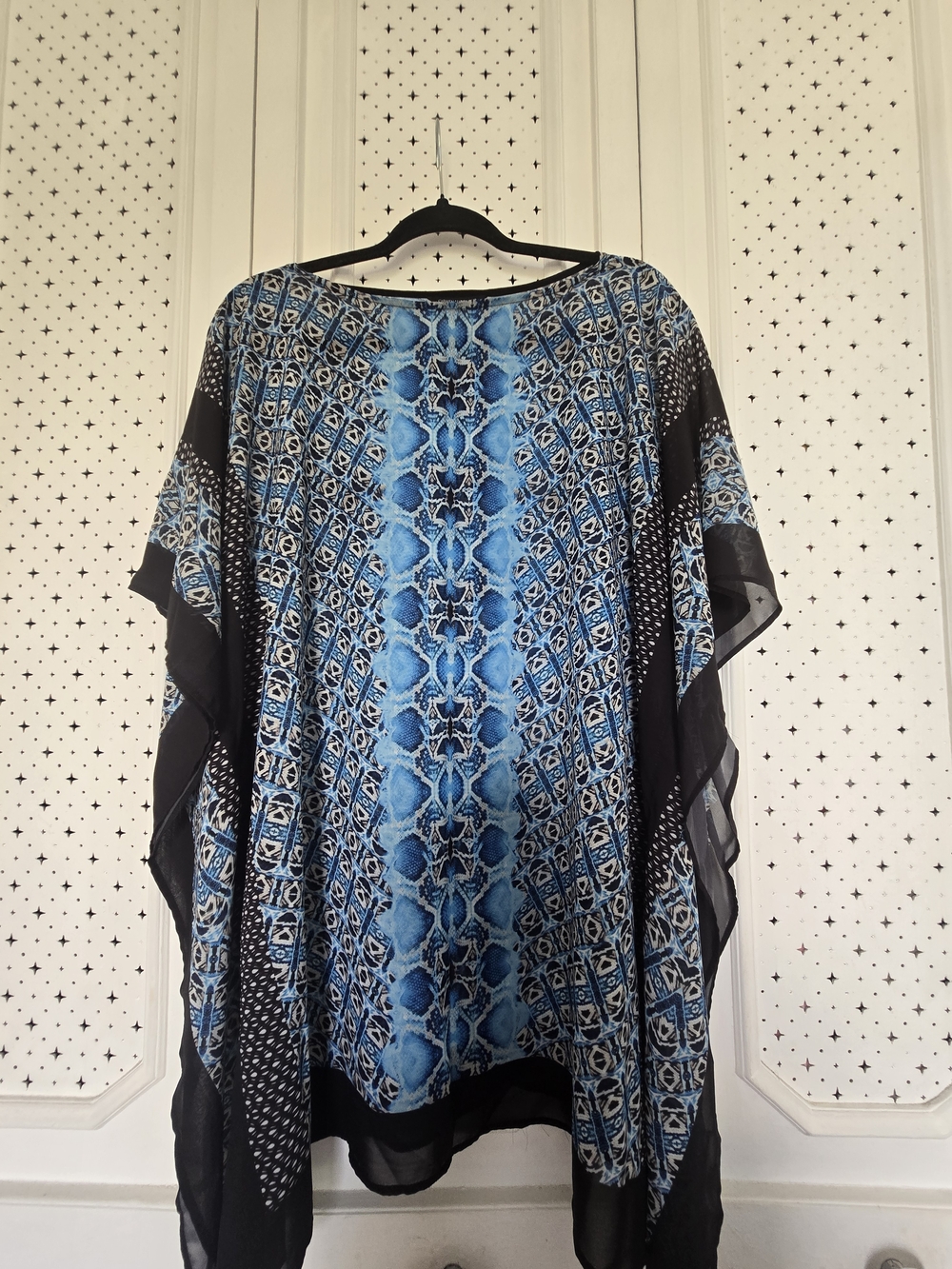 Blue Printed Women's Swimwear Kaftan Top